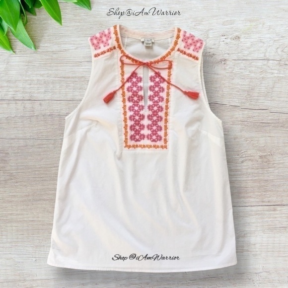 J.Crew embroidered tassel tie sleeveless top *shop@iamwarrior - Picture 4 of 9